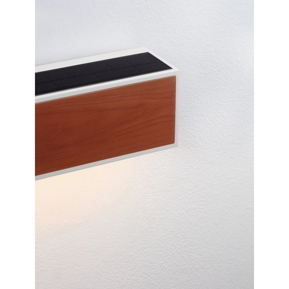 Applique solaire Brown blanc avec du bois Lyora 5212017449467