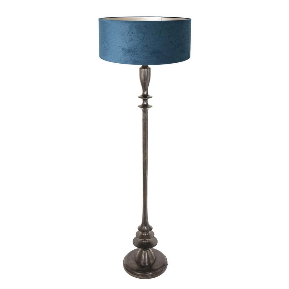 Lampadaire Bois avec capuche bleue