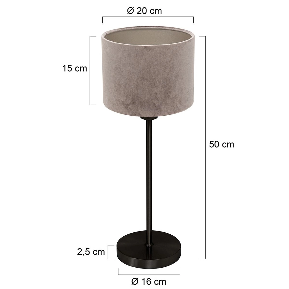 Lampe de table noire Noor avec capot gris Steinhauer 8712746182170