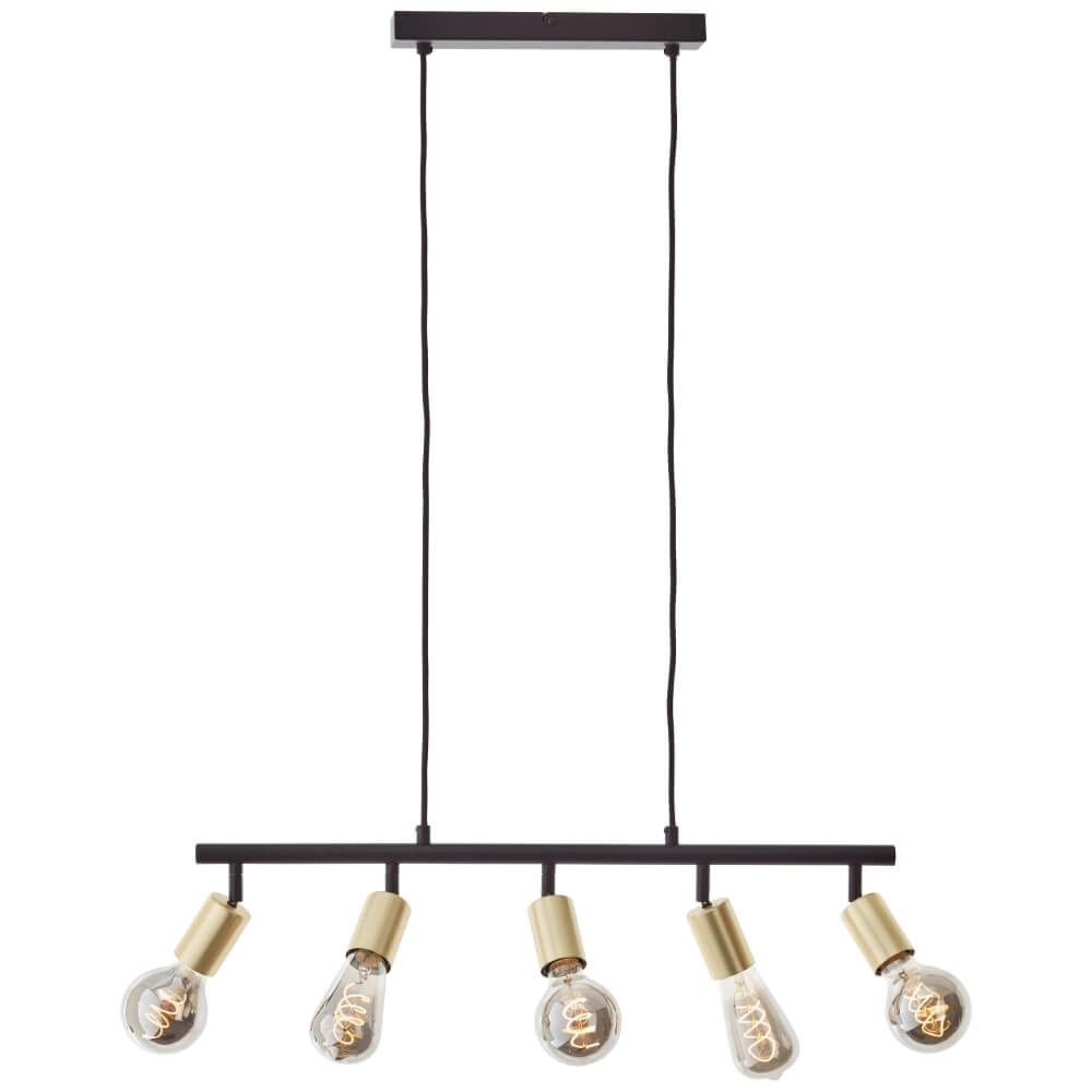 Lampe suspendue 5 lumières Tiffany noir avec de l'or Brilliant 4004353406416