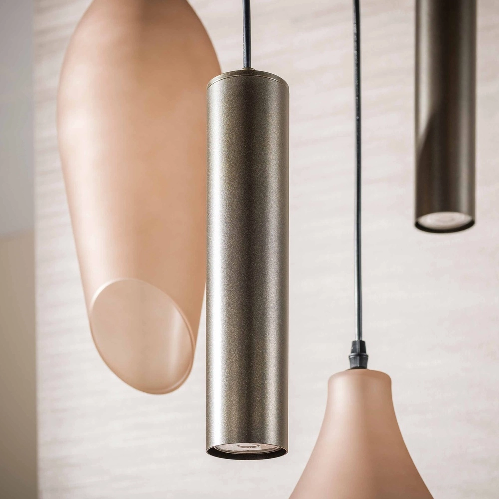 Lampe pendante moderne Cocoon Sienne brun avec verre dépoli Lyora 8716803515109