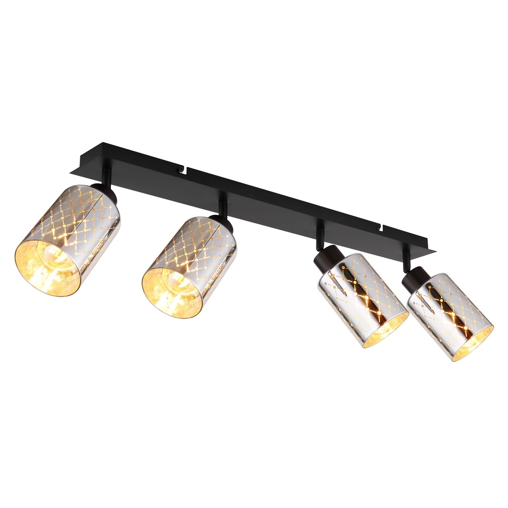Lampe de plafond à design Alonso Noir à 4 lumières