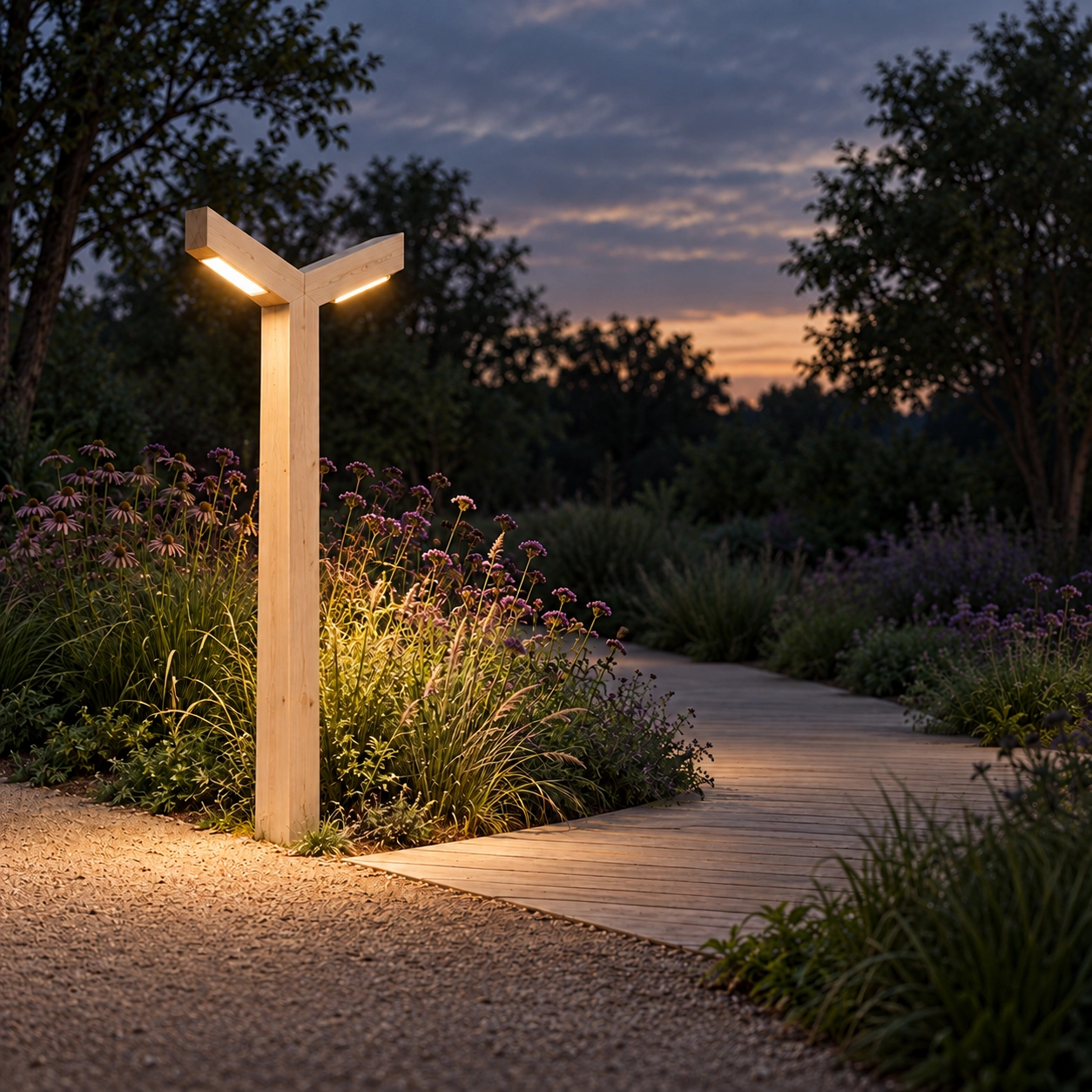 Double lampadaire en bois Stelle Accoya - 3M - 3000K