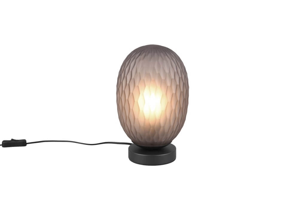 Lampe de table Facette avec verre fumé nervuré