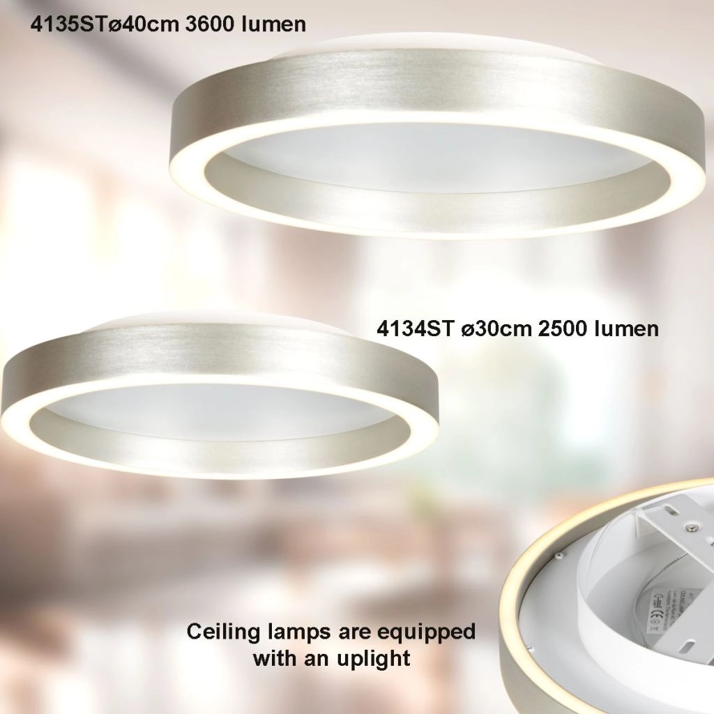 Lampe de plafond à design Ringlux Métal brossé Ø 30cm Steinhauer 8712746180916