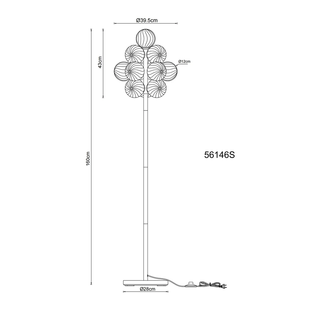 Lampe sur pied noire Conor avec verre ambré Globo 9007371512171
