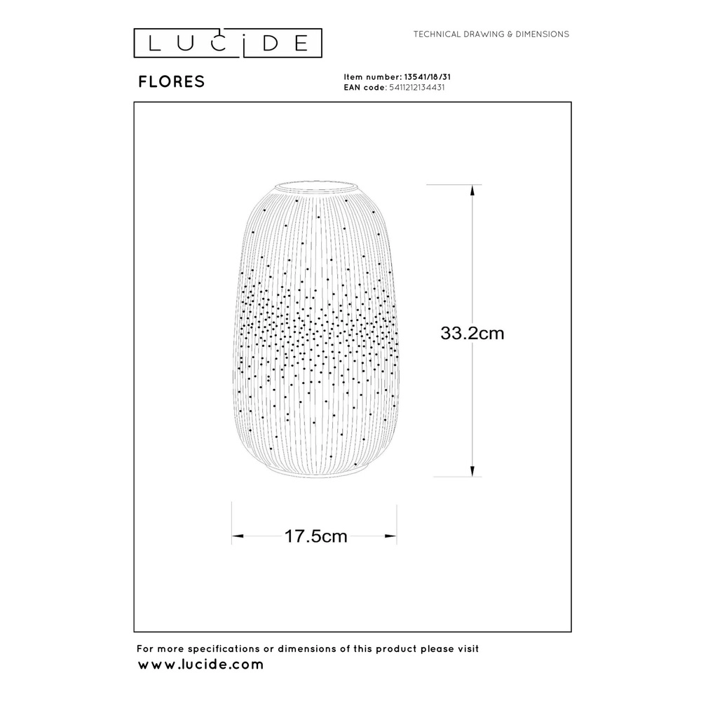 Lampe de table Flores Ø 17,5 cm de blanc Lucide 5411212134431