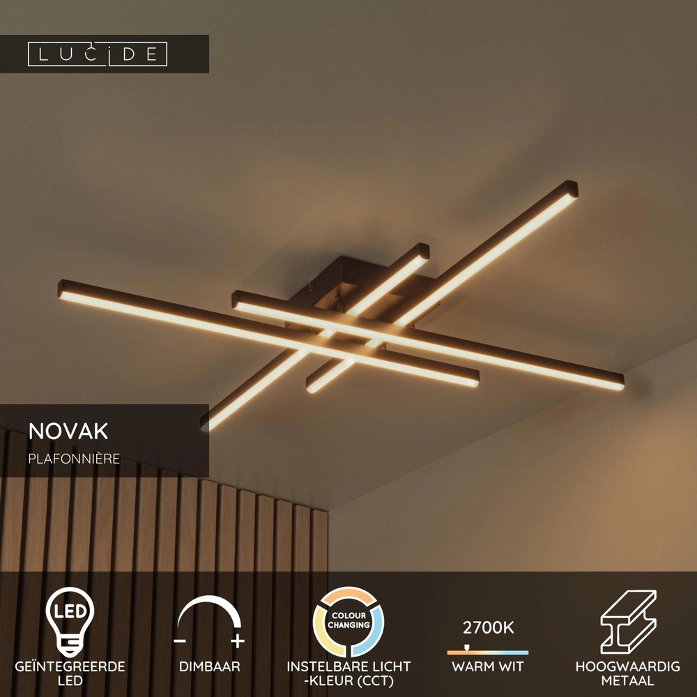 Lampe de plafond moderne Novak noir dimmable Lucide 5411212782946