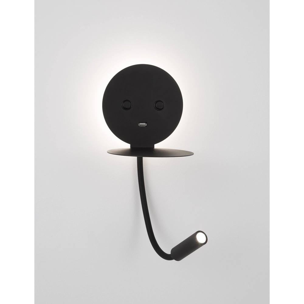 Lampe de chevet Eclip Noir avec USB