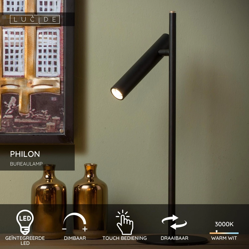 Lampe de bureau Philon Noir Lucide 5411212791689