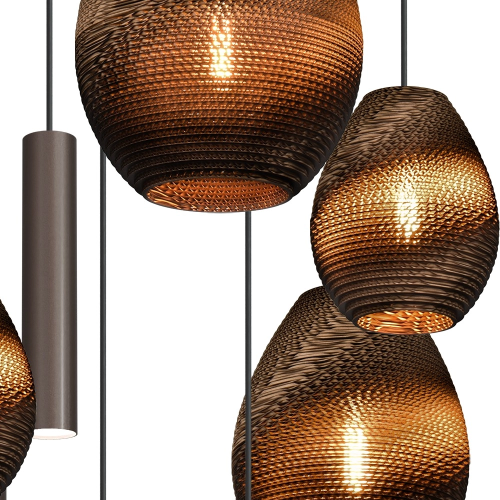 Lampe suspendue à 10 lampes Carta Pineapple Cacao à capuchon de papier de pensée Masterlight 8718121437996