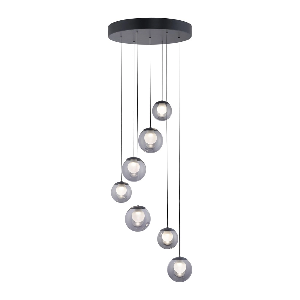 Lampe suspendue à 7 lampes Pure Popup Gris mystique Paul Neuhaus 4012248396674