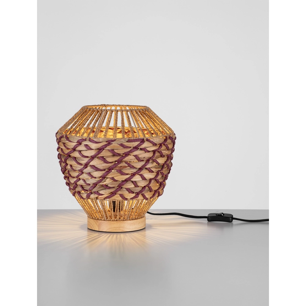 Lampe de table Mapi Ø 29cm rouge avec marron