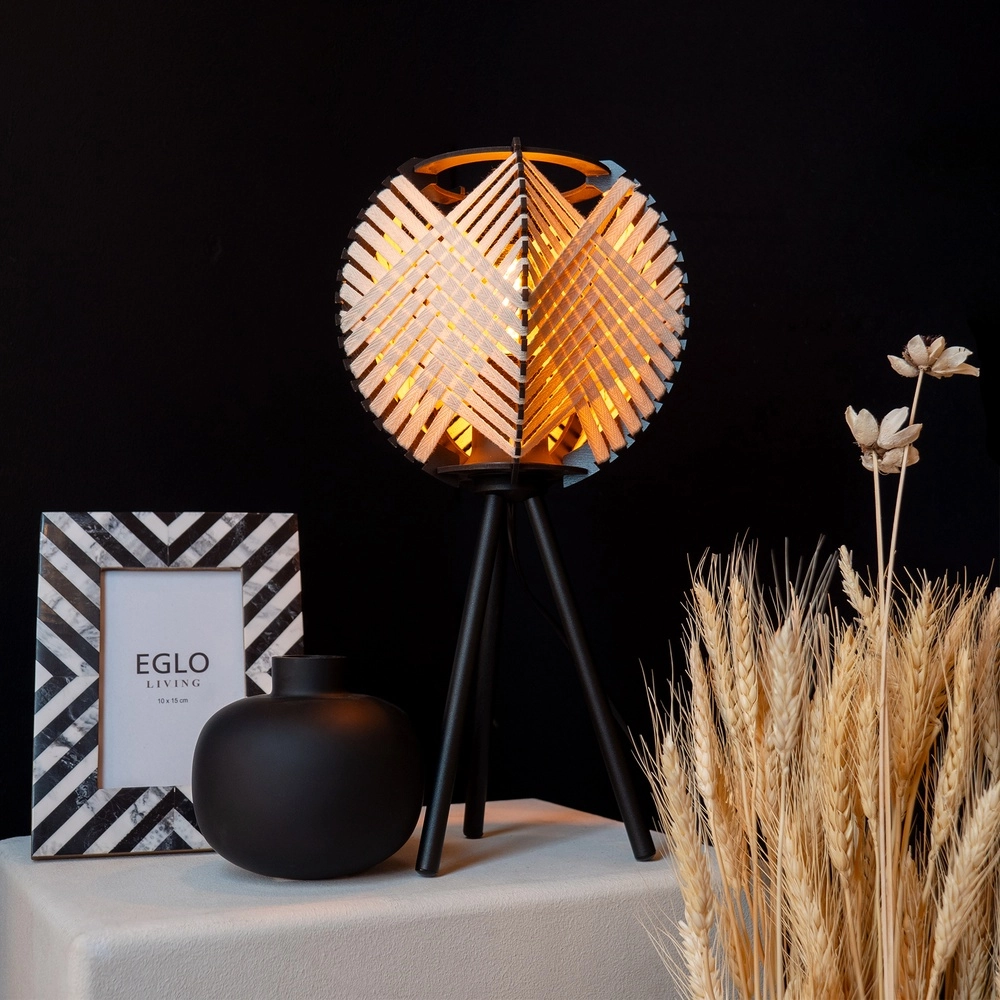 Lampe de table Waverton noir avec textile crème Eglo 9002759440084