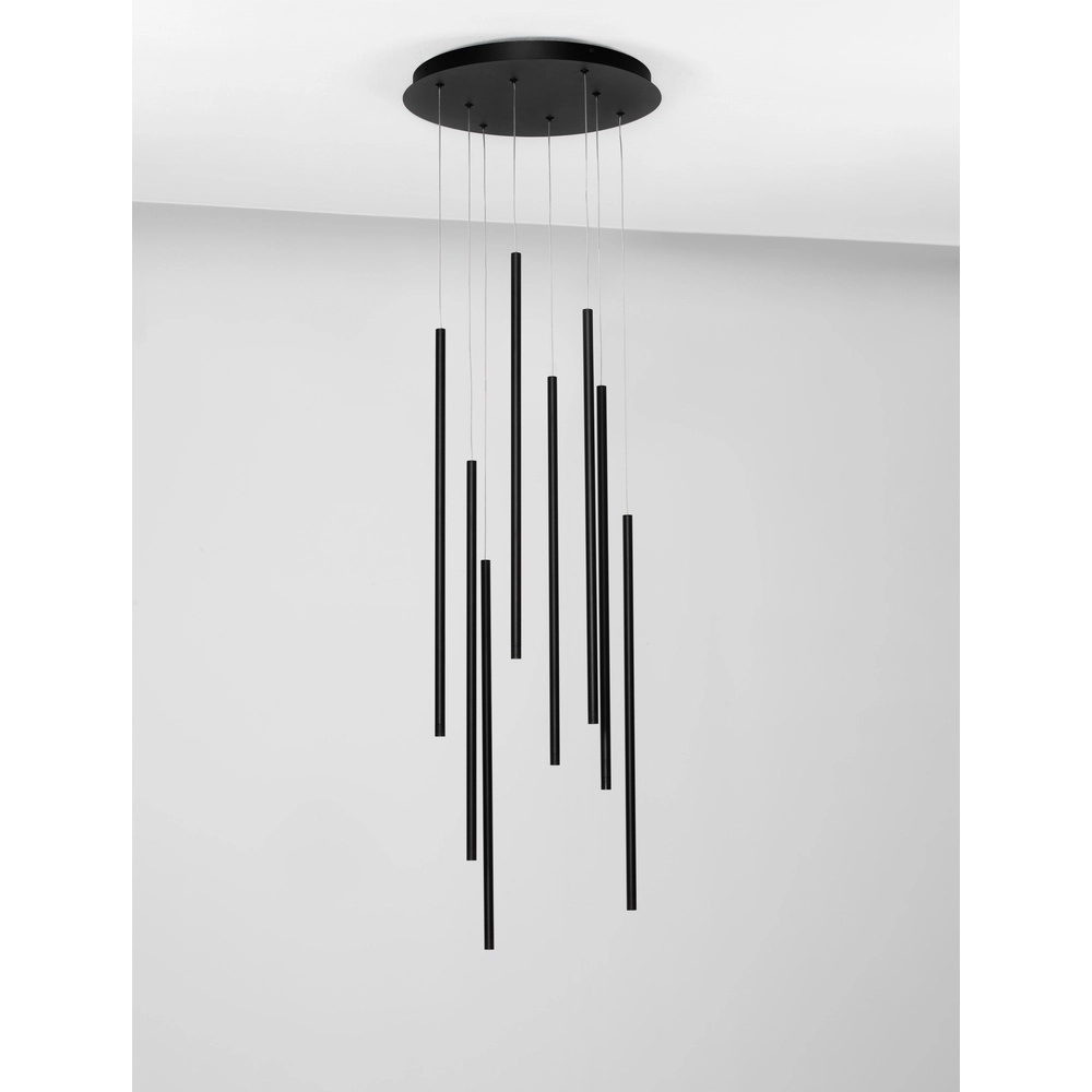 Suspension design Elettra 8 lumières noir Lyora 5212017446077
