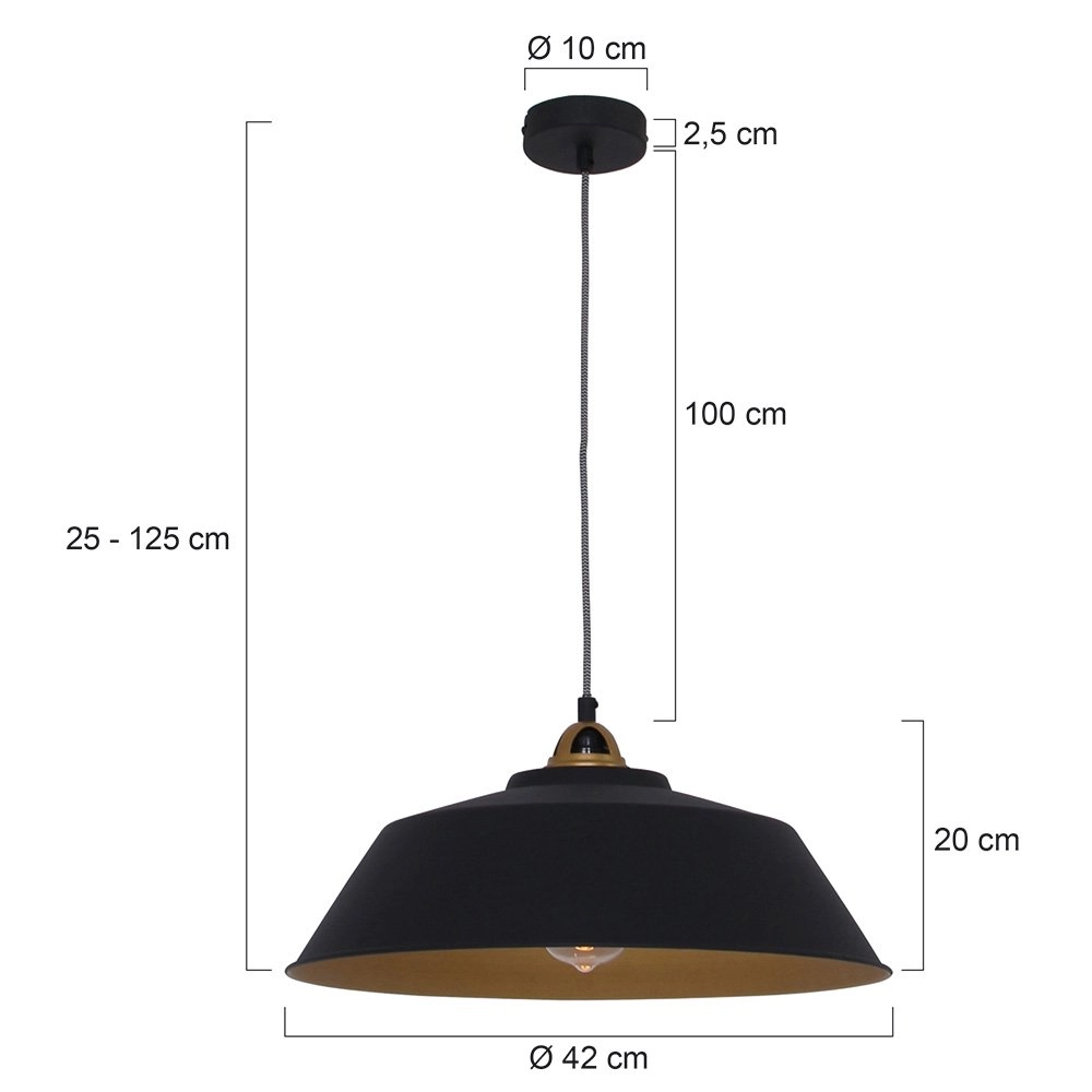 Lampe à suspension Mexlite noir avec de l'or Steinhauer 8712746114706