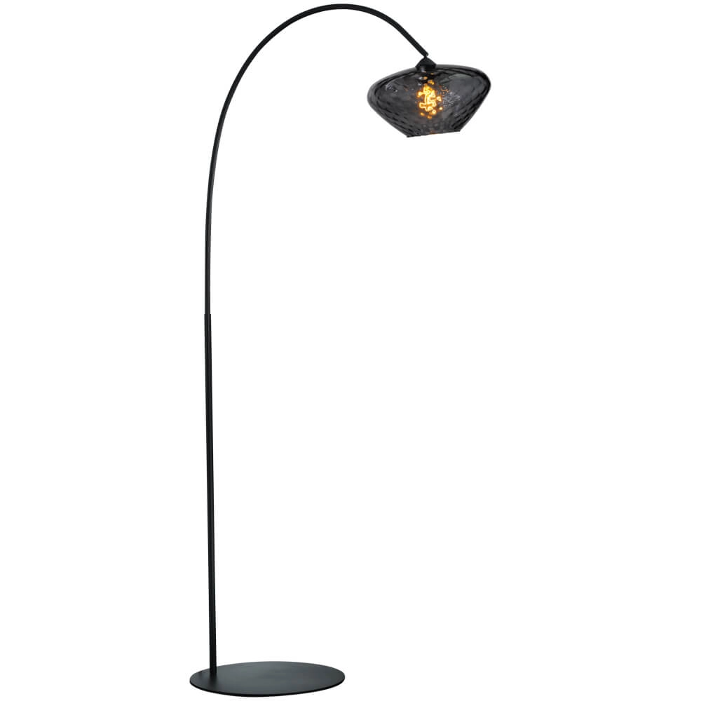 Lampe à arc Porto Verre fumé Blossom - Ø 30cm Lampe à arc Porto Verre fumé Blossom - Ø 30cm