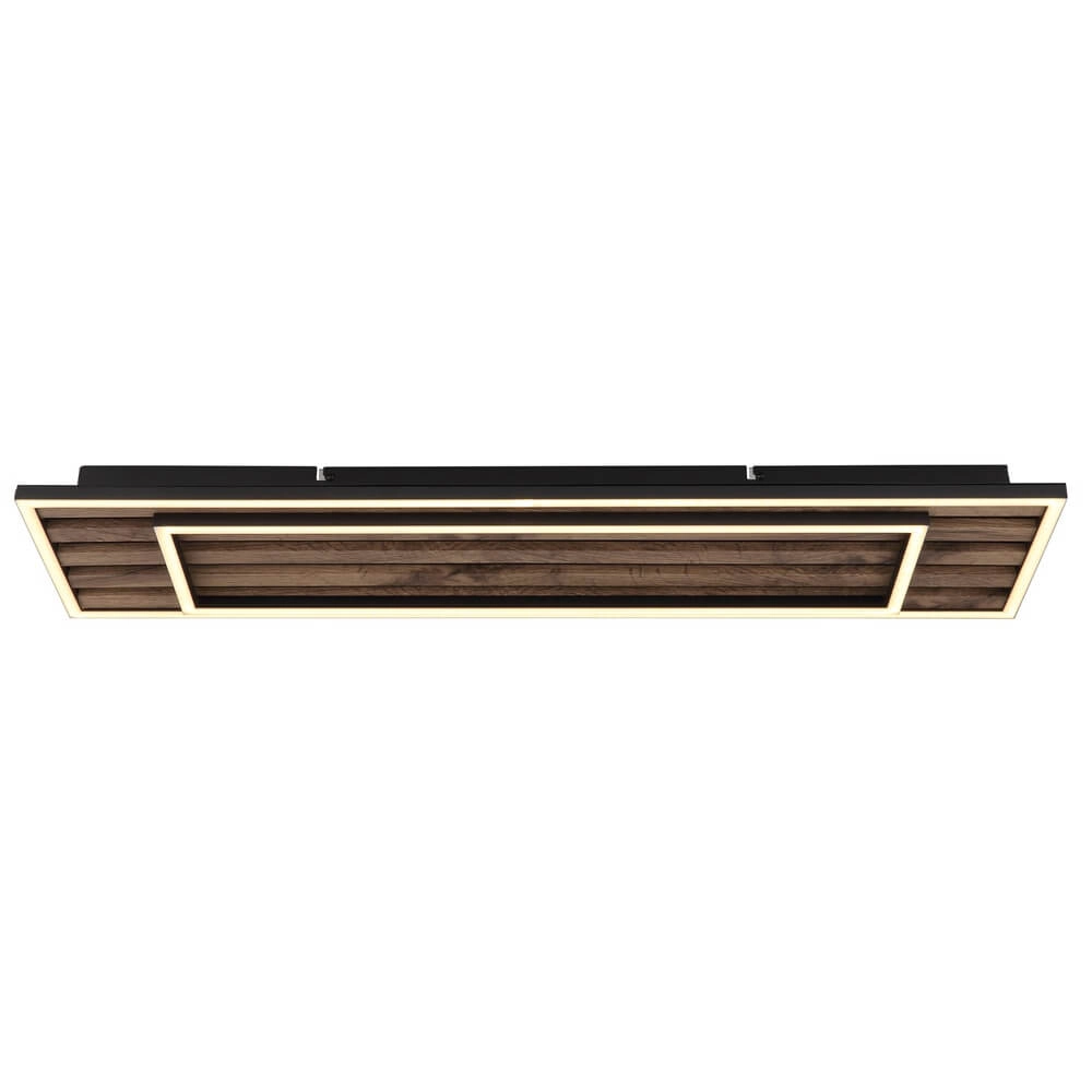 Plafonnier Woody noir avec rectangle de bois Globo 9007371513574