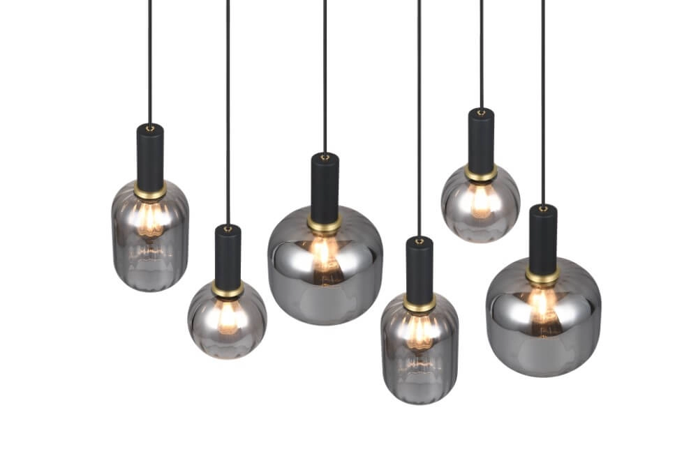 Lampe suspendue pour salle à manger Diva 6 lumières - verre fumé Trio 4017807614572