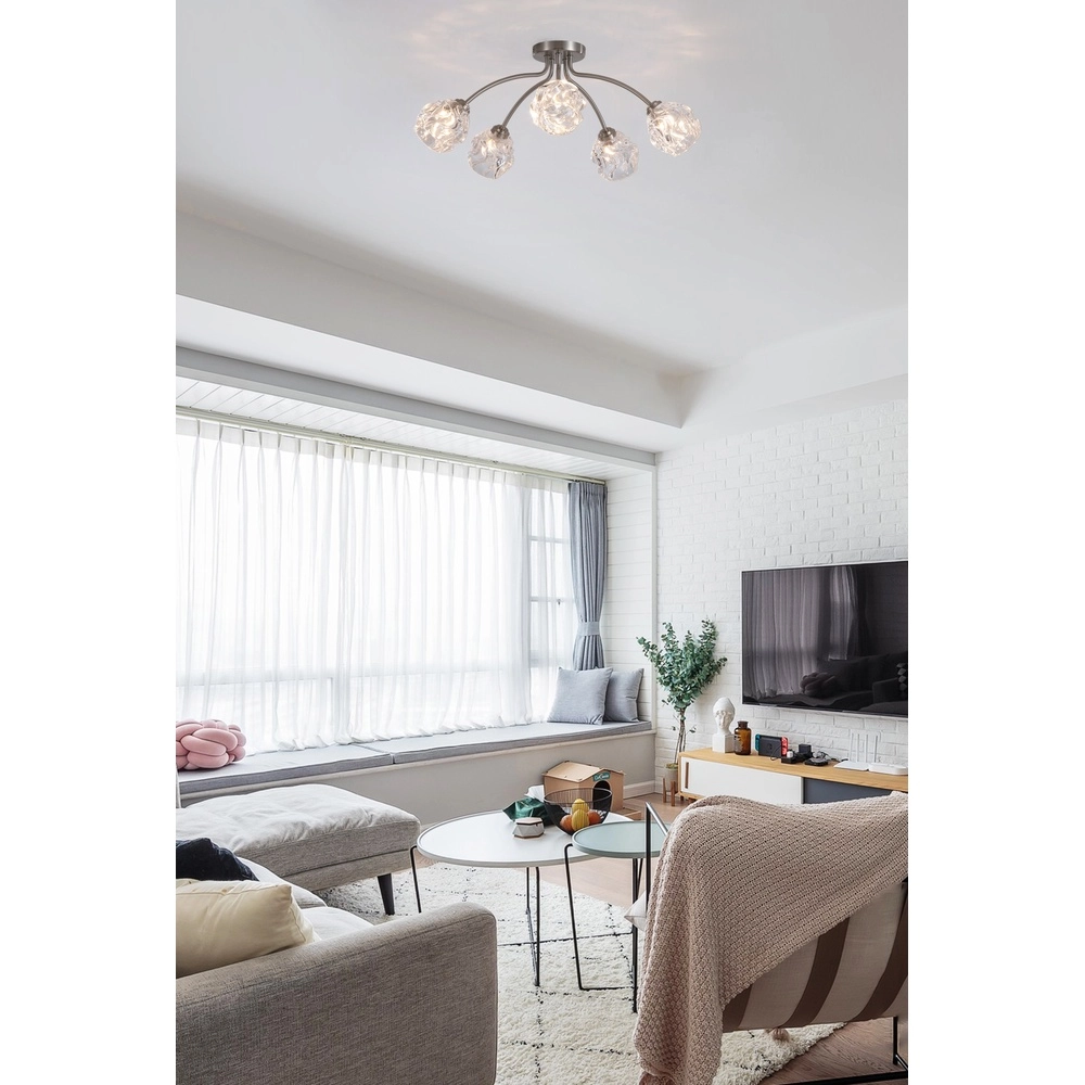 Plafonnier Astral nickel 5 lumières Searchlight 5053423304076