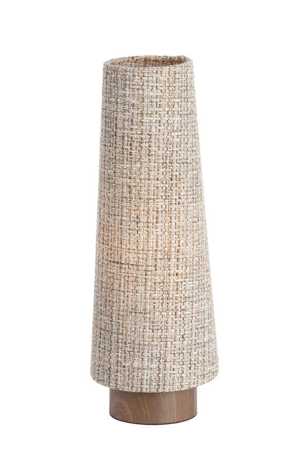 Lampe de table tressée Howie bois Ø 19cm