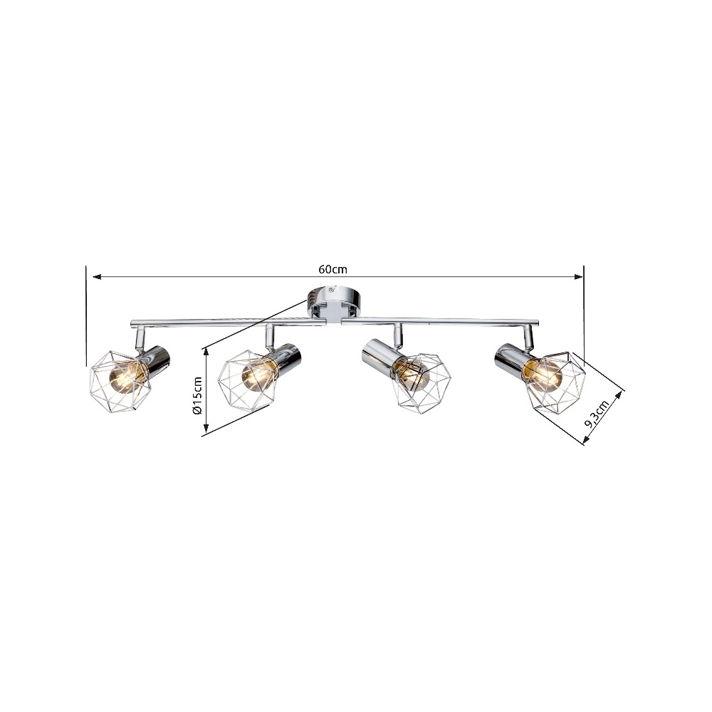 Lampe de plafond à 4 lumières Xara I Chrome Globo 9007371334292