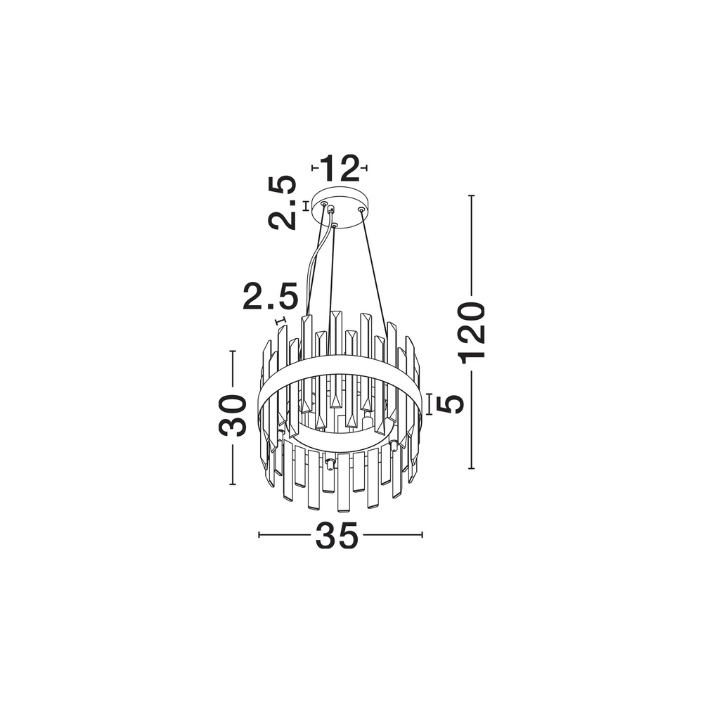 Lampe pendante dorée Crown Ø 35 cm Lyora 5212017433954