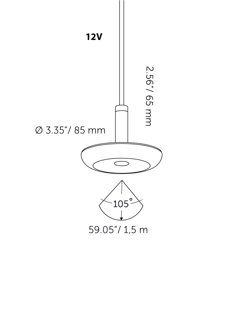 Lampe suspendue Sway Pendant 12 volt noir In-lite 8717051005657