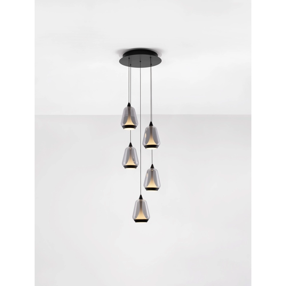 Suspension design Alish Verre fumé à 5 lumières Lyora 5212017477729