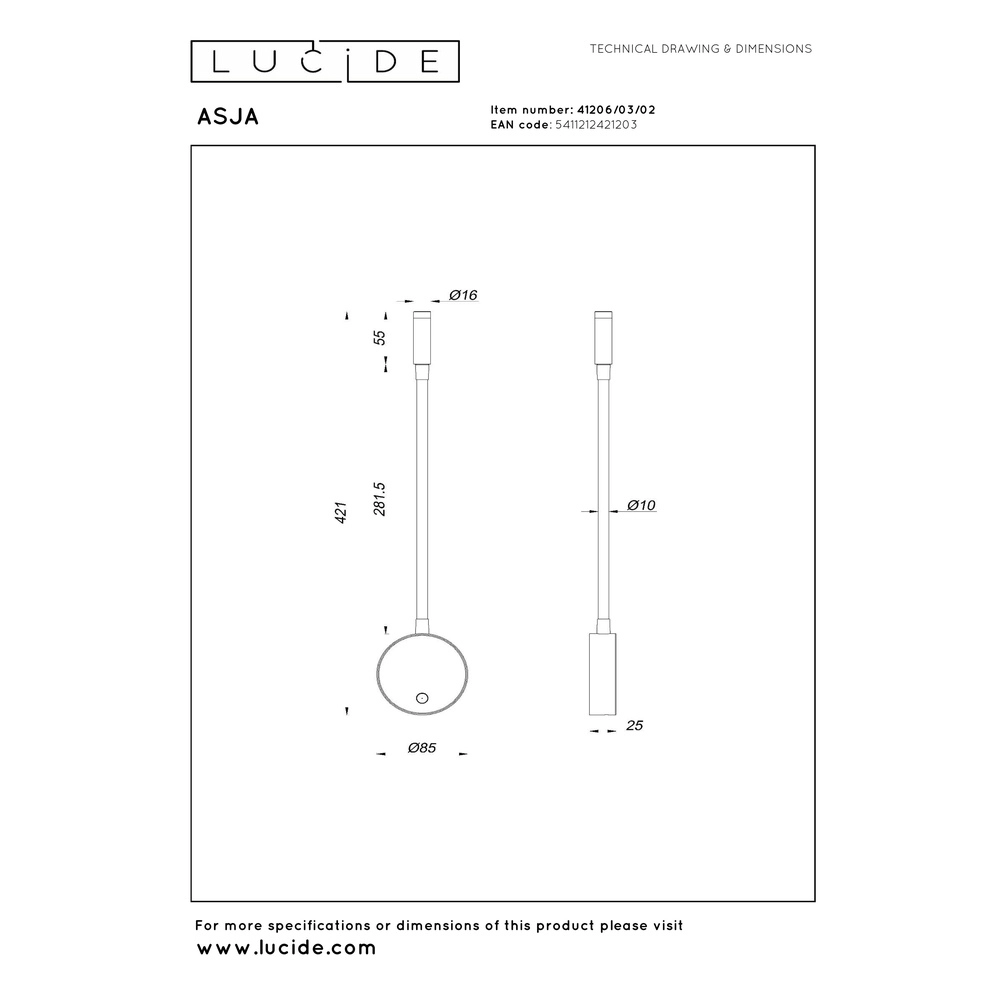 Lampe de chevet Asja Or dimmable Premium by Lucide 5411212421203