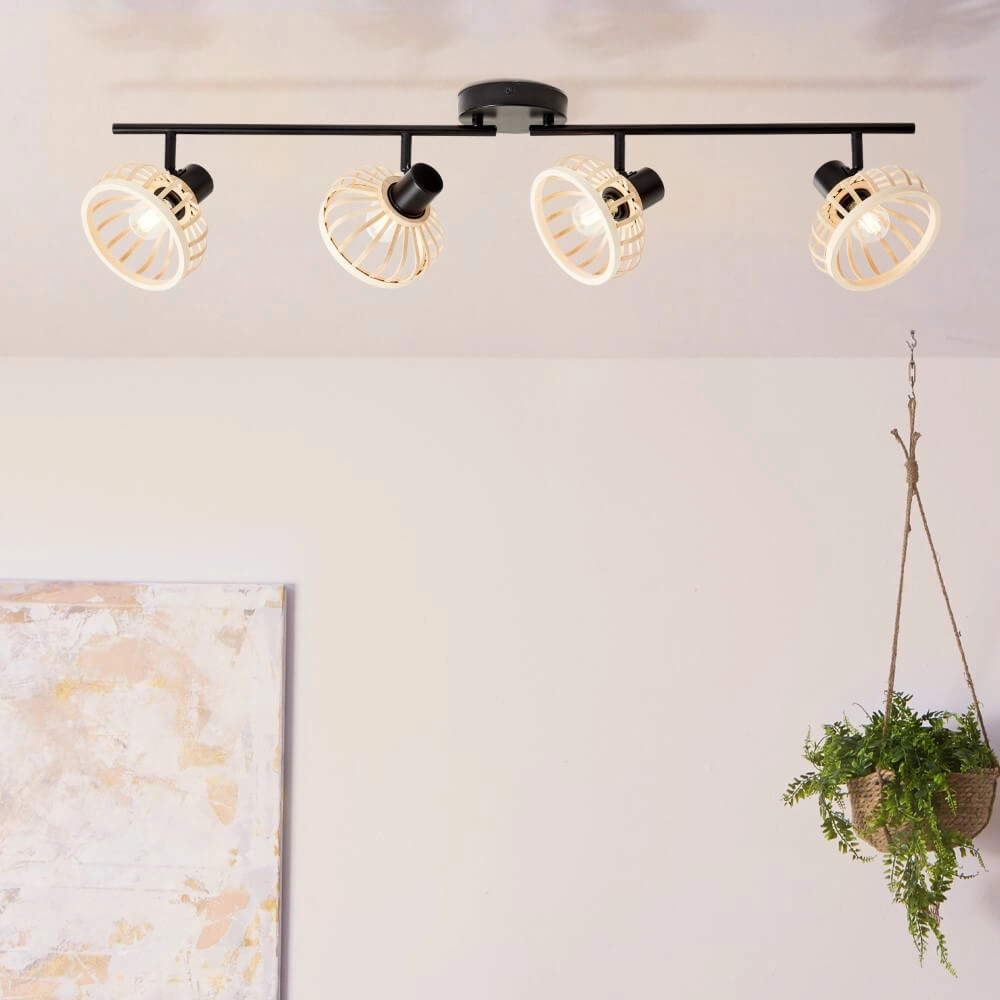 Plafonnier en bois Norah 4 lumières Brilliant 4004353409547