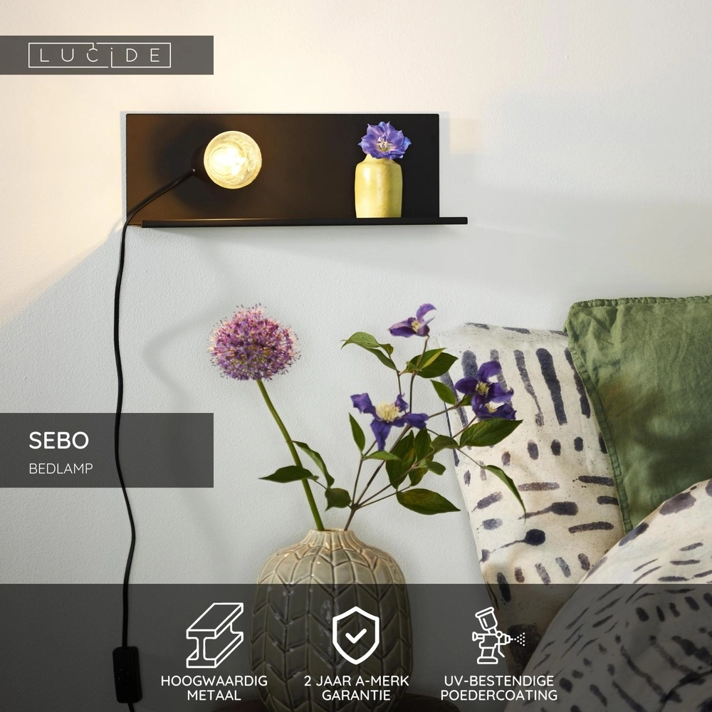 Lampe de chevet Sebo Noir Lucide 5411212061287