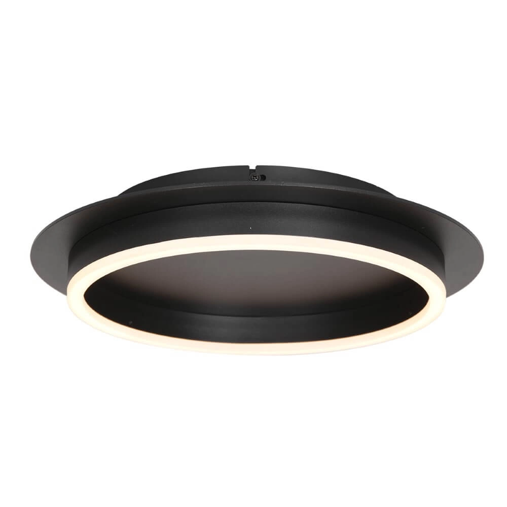Plafonnier LED moderne Ringlux noir - Ø 32cm