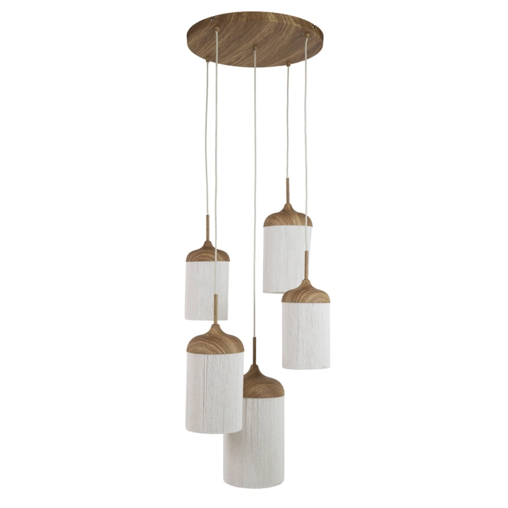 Lampe suspendue à 5 lumières Dania bois