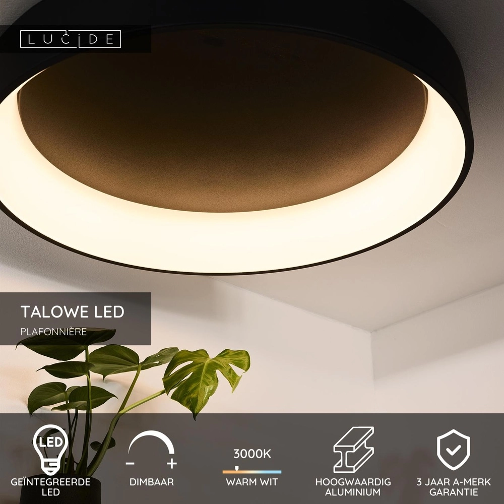 Éclairage de plafond Talowe Led Ø 80 cm noir Lucide 5411212460660