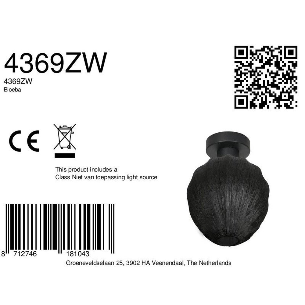 Plafonnier Bloeba noir Steinhauer 8712746181043