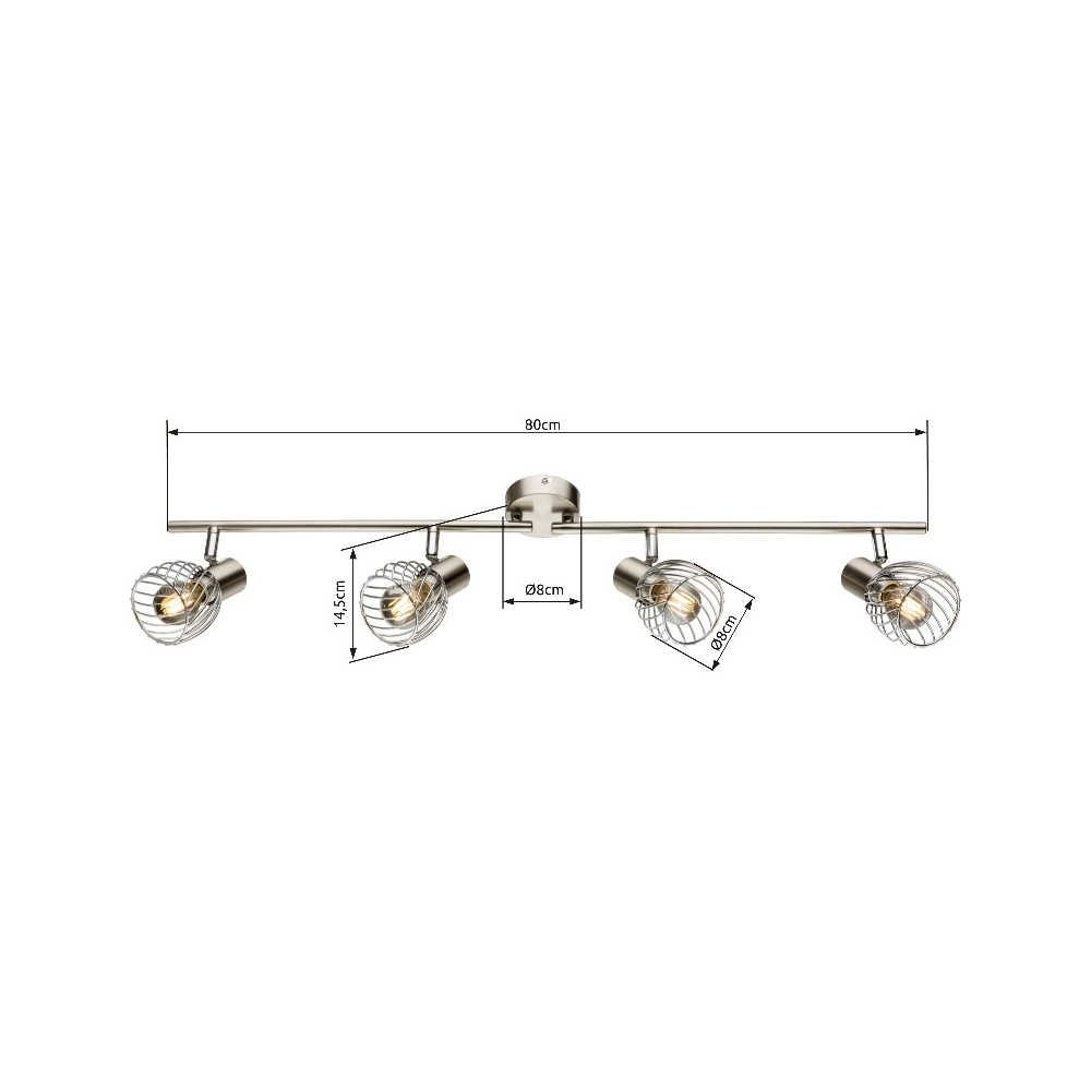 Lampe de plafond Texas Nickel 4-léger Globo 9007371365890