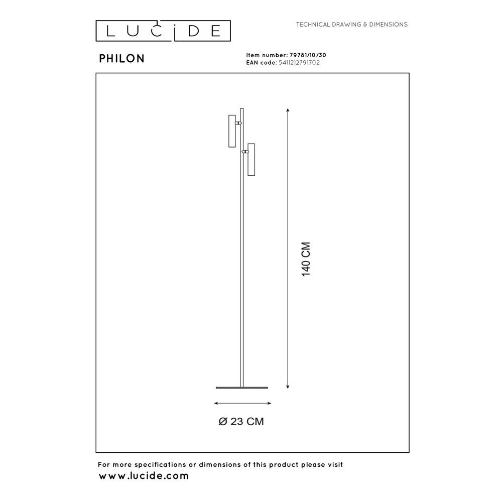 Lampe de lecture Philon Double Noir Lucide 5411212791702