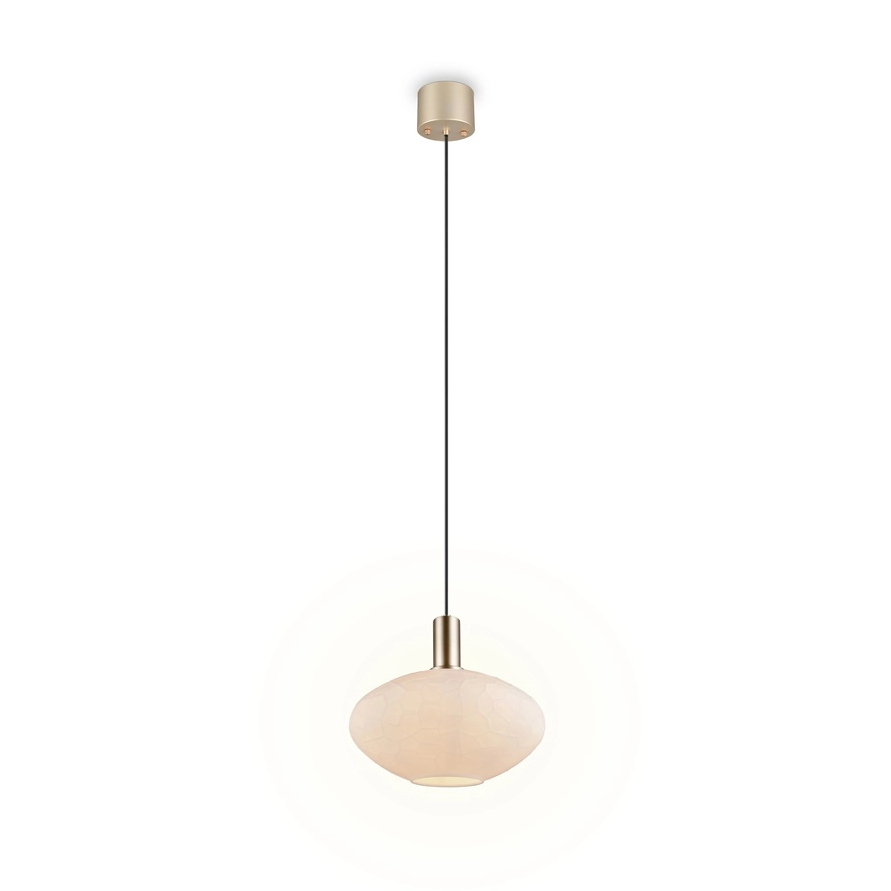 Lampe suspendue Emelie Or avec verre blanc