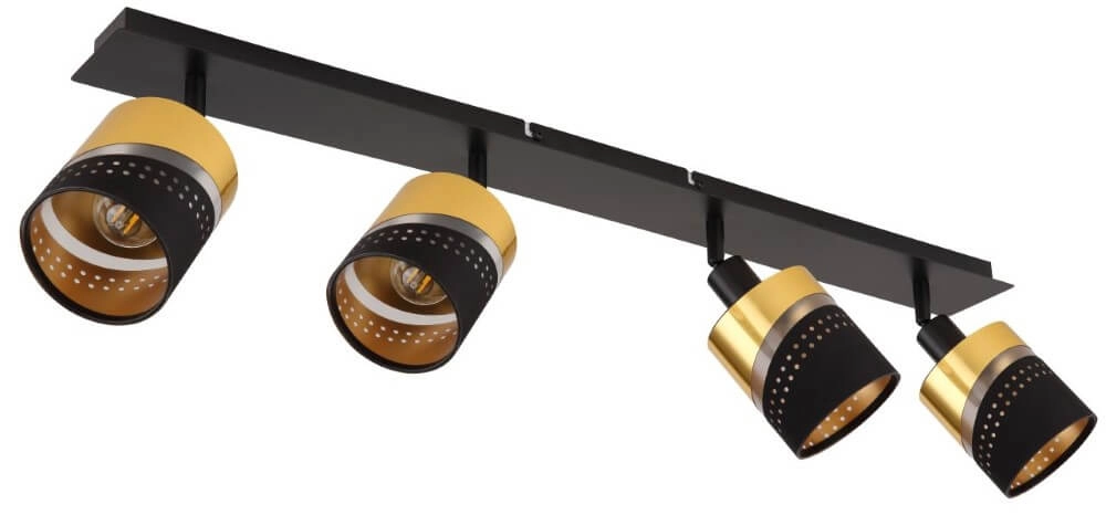 Spot de plafond 4 lumières Or noir avec de l'or Globo 9007371455706