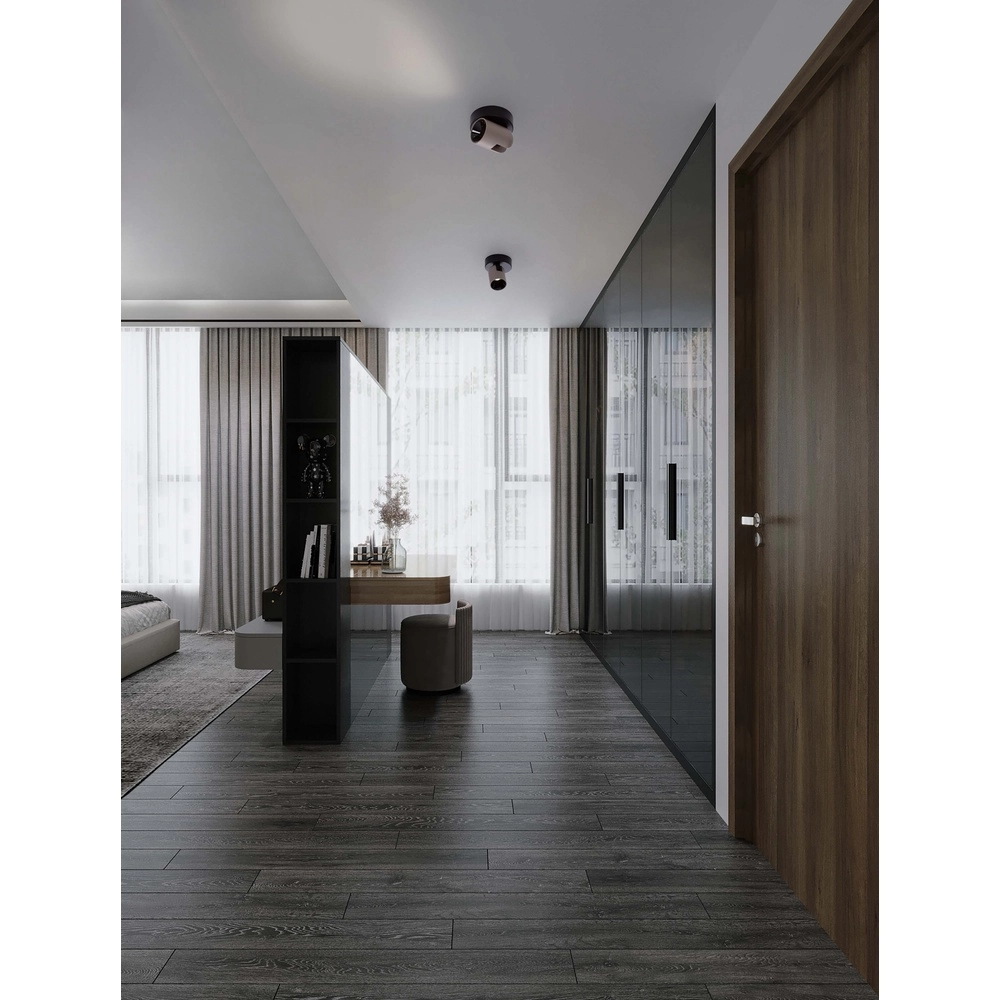Spot de plafond Sirmos Noir avec brun moka Lyora 5212017461902