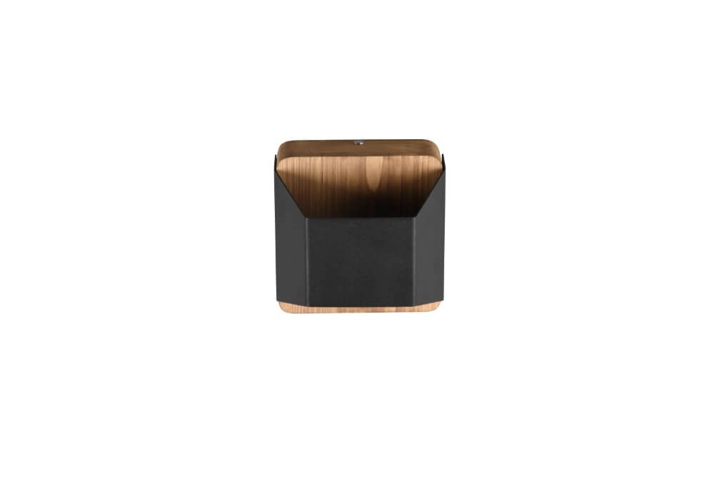 Applique Arino 12cm noir avec bois marron Trio 4017807502756