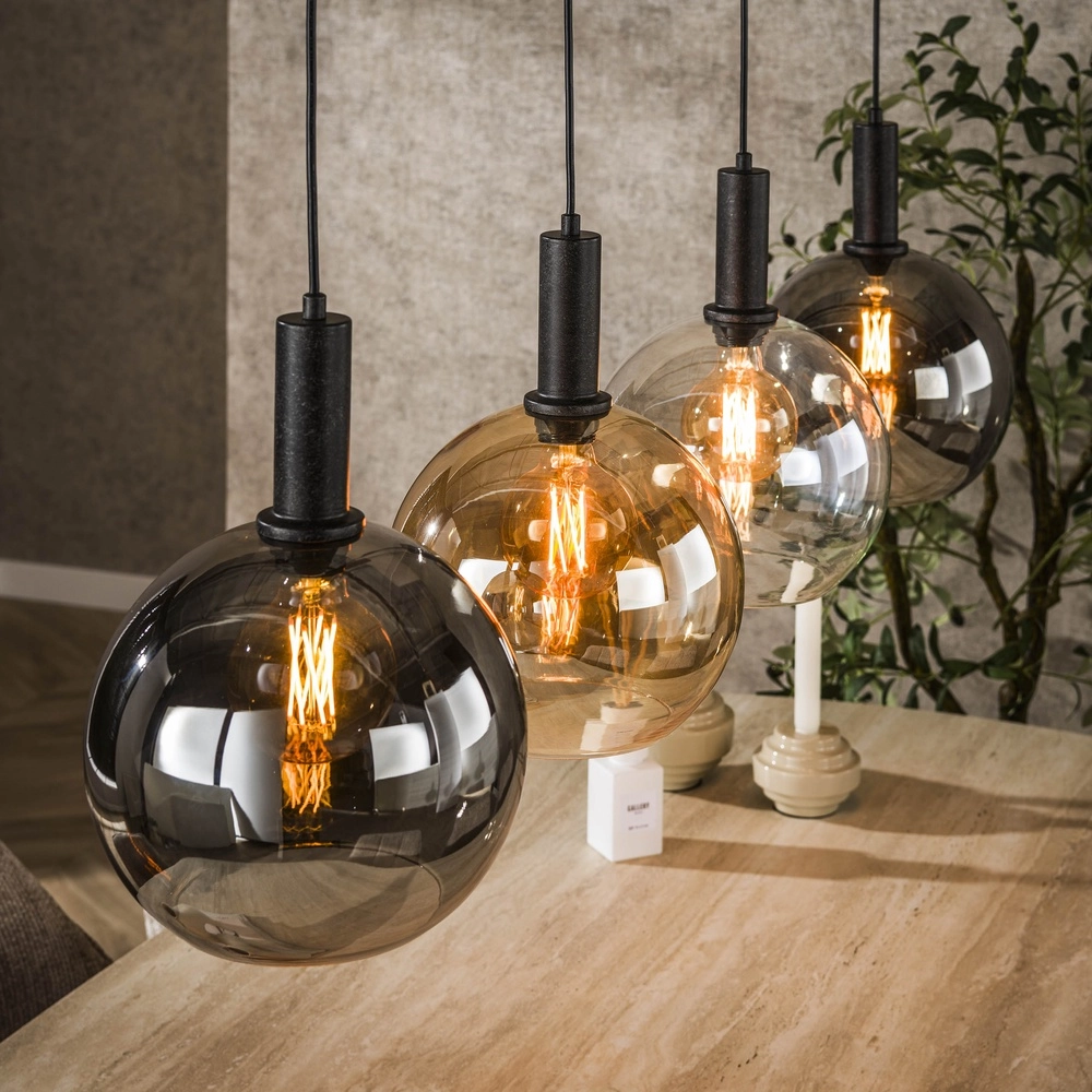 Lampe suspendue en verre Sfera 4x Ø 25cm - verre coloré Lyora 8716803512375