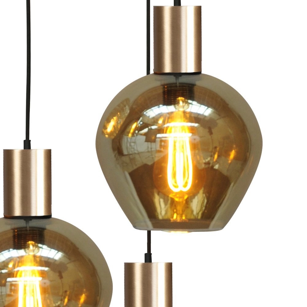 Lampe suspendue noire avec de l'or Bounty 5 lumières avec raccord doré Masterlight 8718121245720