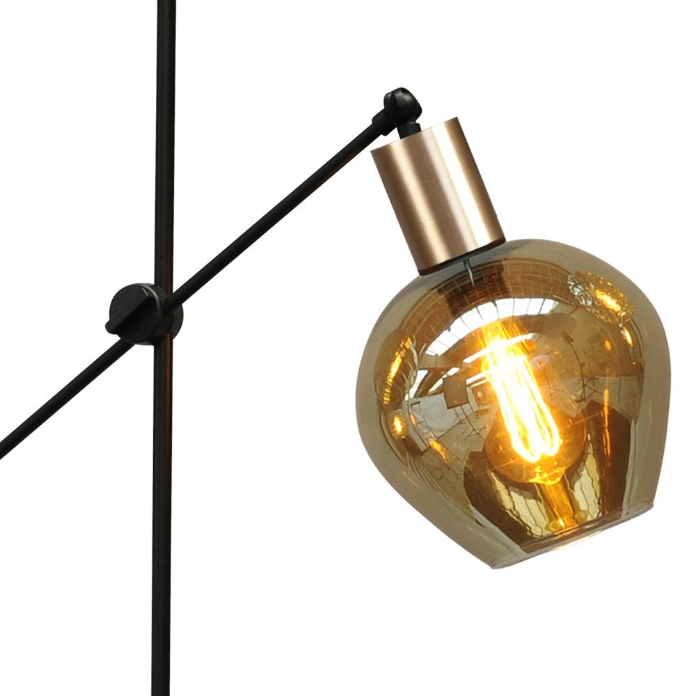 Lampadaire noir Bounty réglable avec verre rond Masterlight 8718121246802