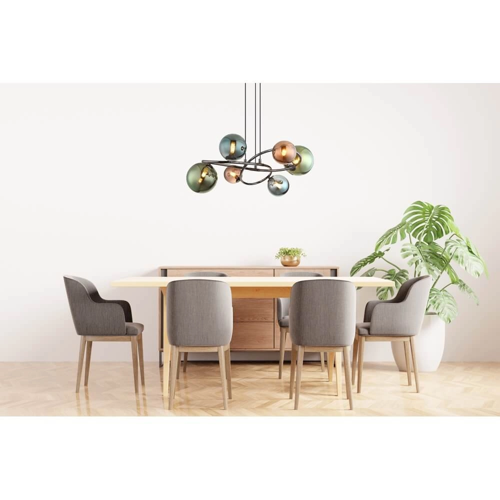 Suspension noire Riha Verre coloré 6 lumières Globo 9007371447114