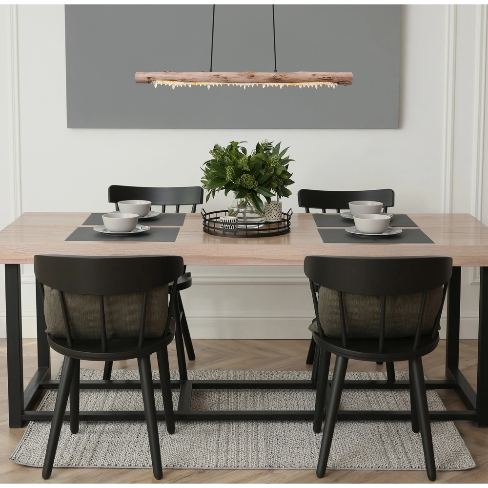 Lampe pendante de table à manger Felicitas noir avec bois Globo 9007371392889