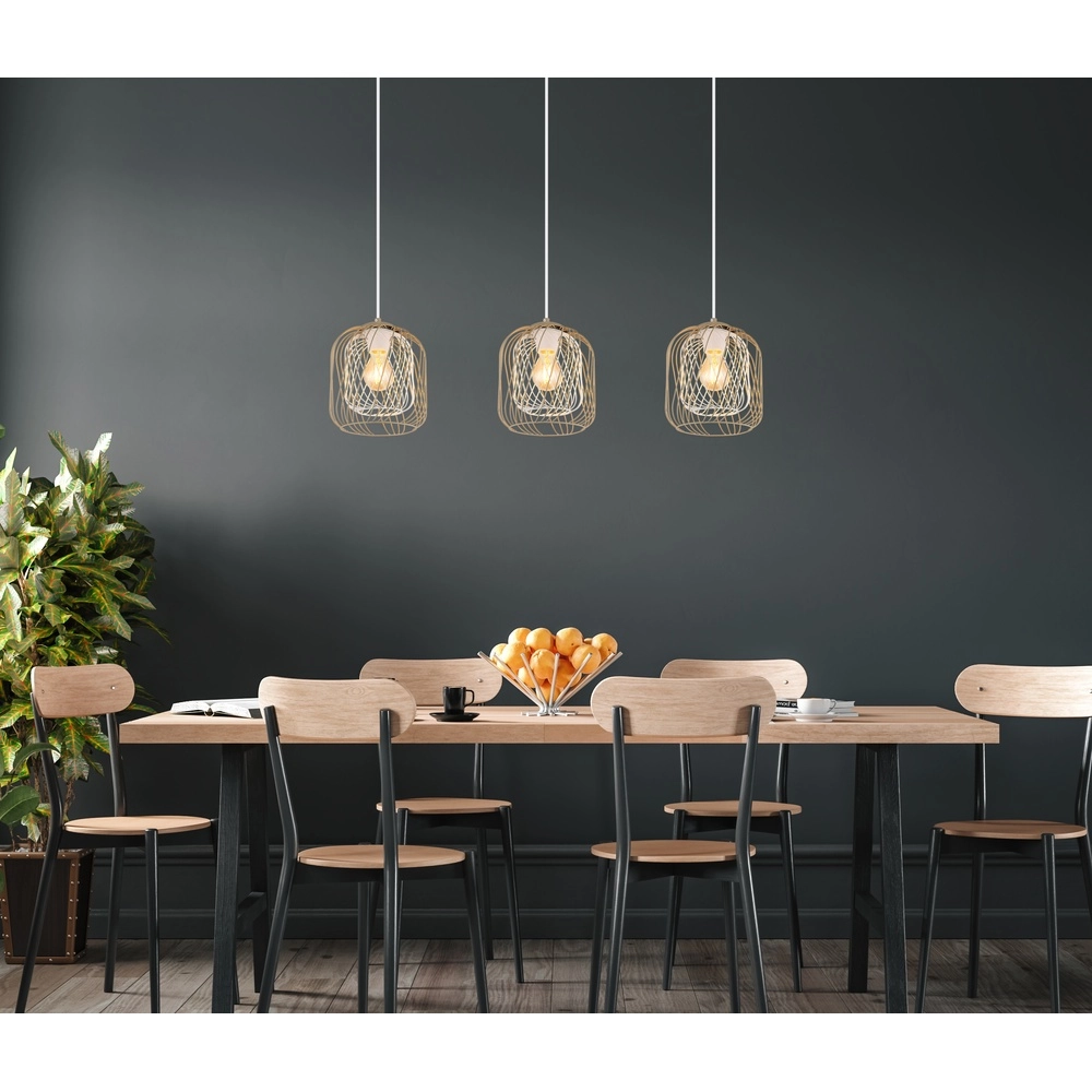 Suspension 3 lumières Dichti brun sable Globo 9007371533350