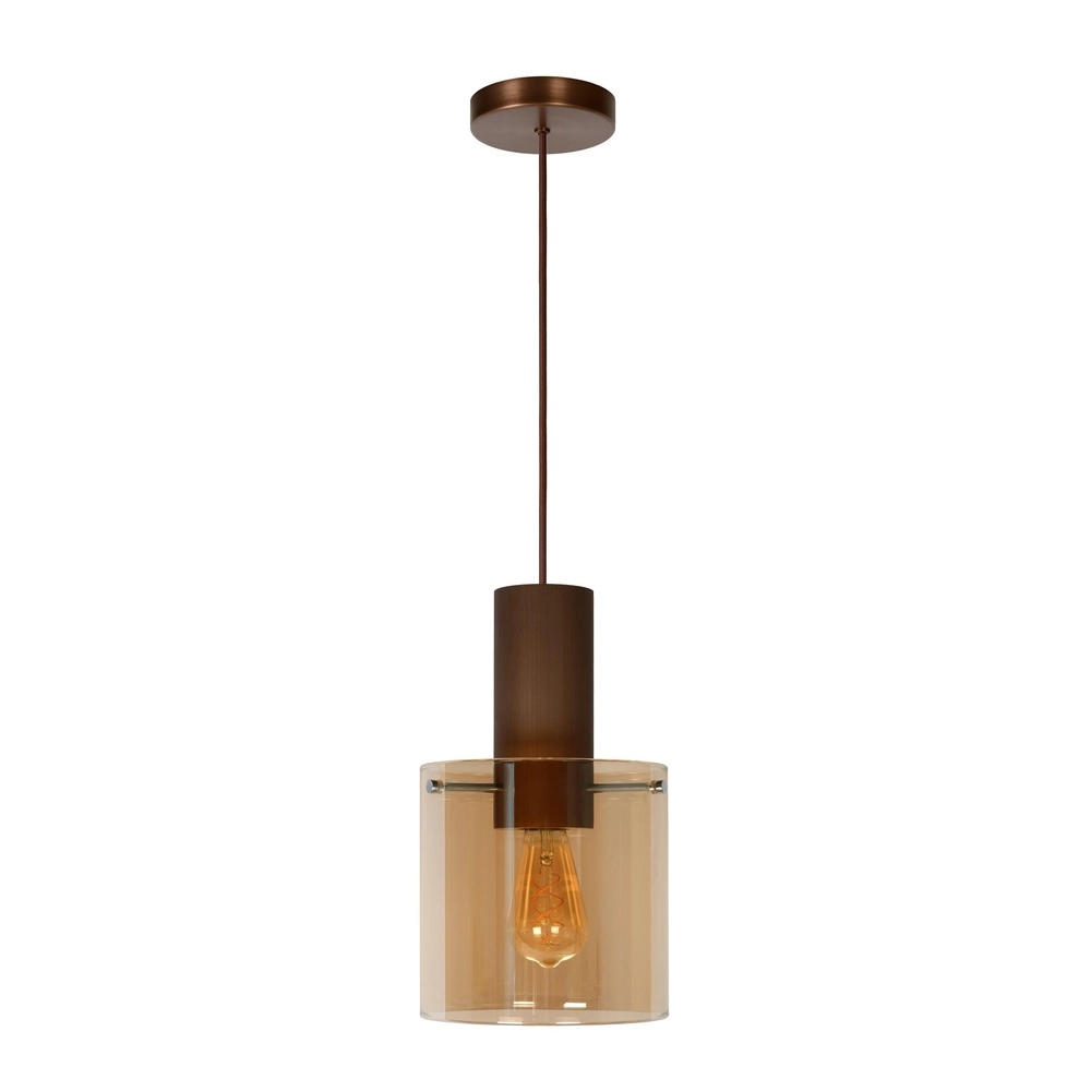 Lampe suspendue Toledo Ø verre ambré de 20 cm