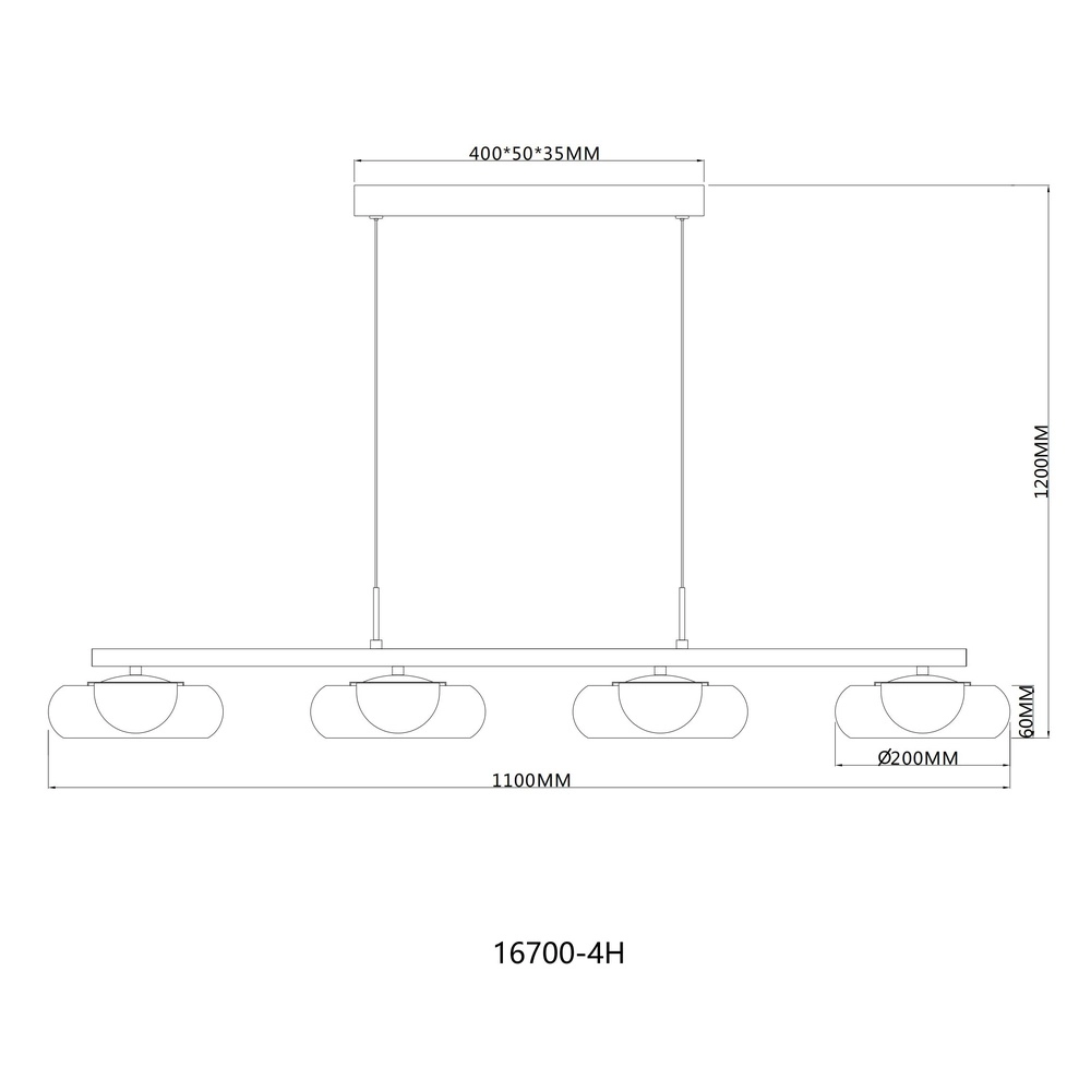 Lampe pendante de conception Carlene Noir à 4 lumières Globo 9007371569182